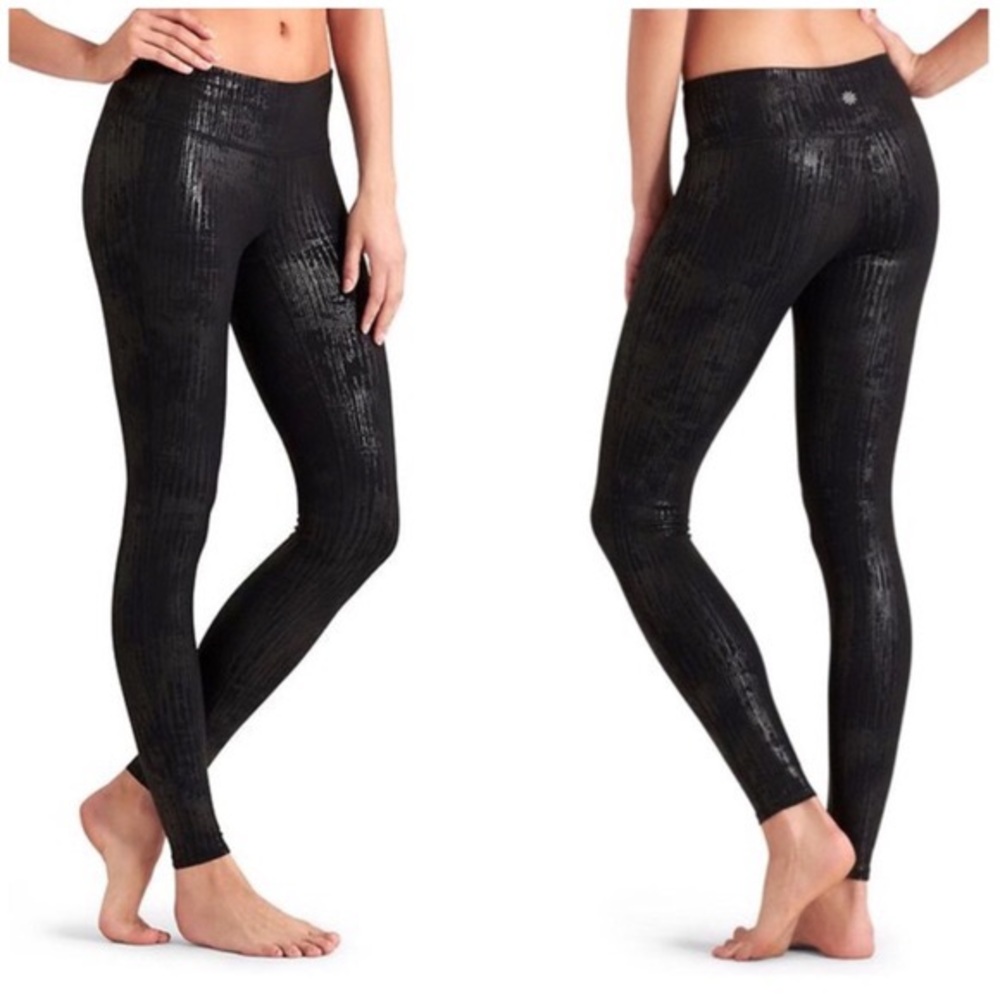 Athleta Chaturanga Metallic Crackle Leggings